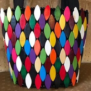 Colorful, fun wooden wafers bag